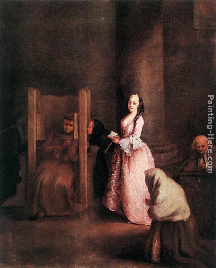 The Confession painting - Pietro Longhi The Confession art painting
